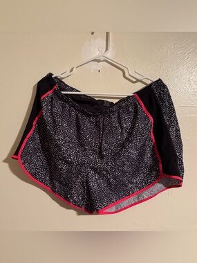 Champion Black Speckled Athletic Shorts with Pink Trim